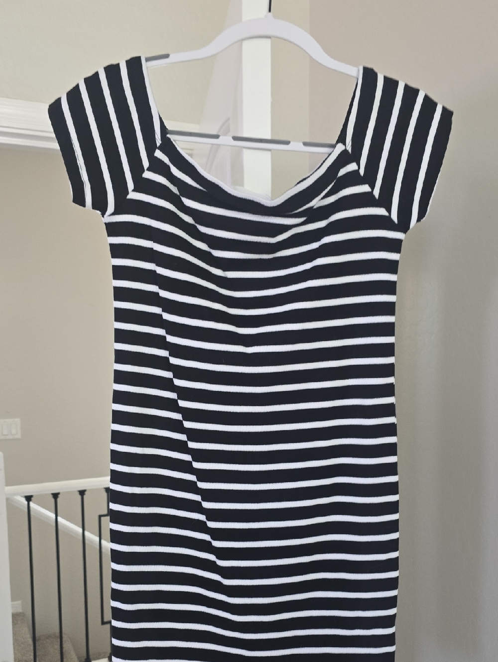 Primark Black and White Striped Off-Shoulder Dress